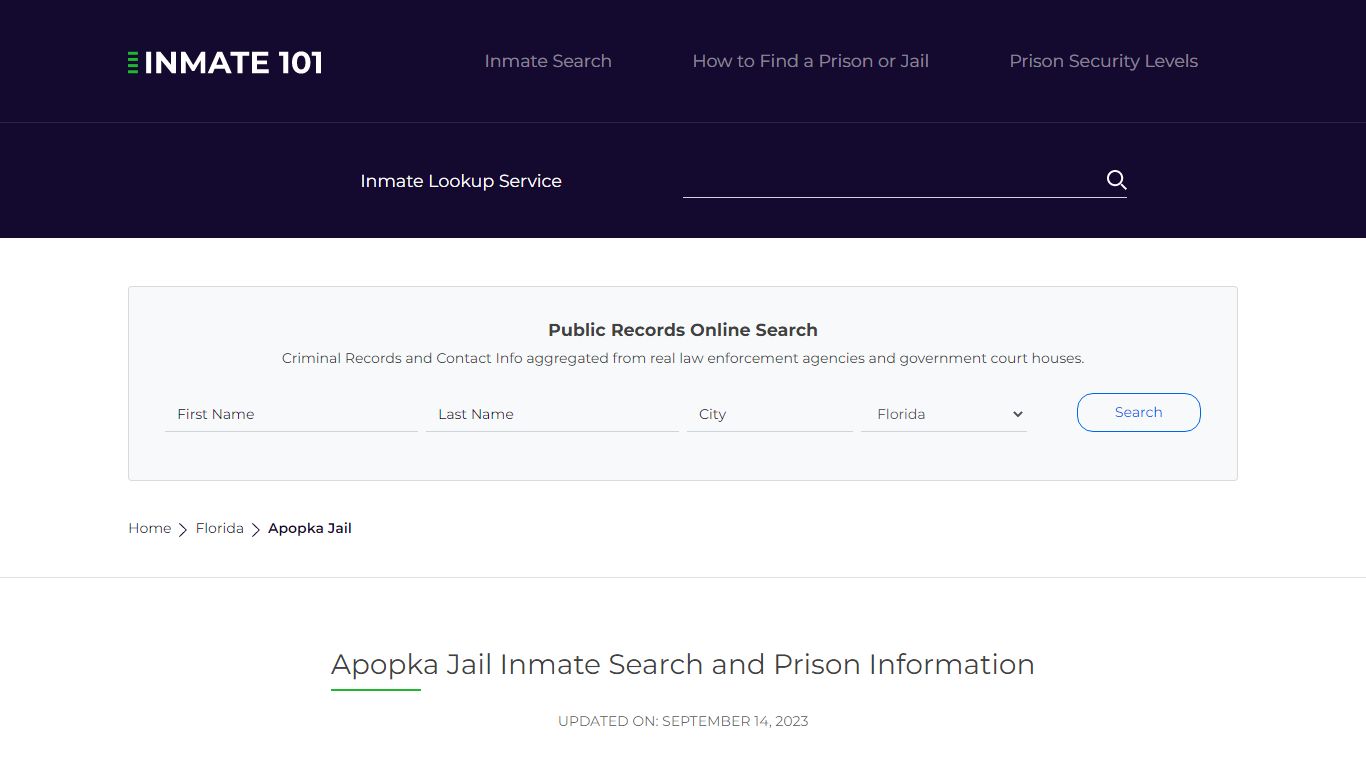 Apopka Jail Inmate Search and Prison Information