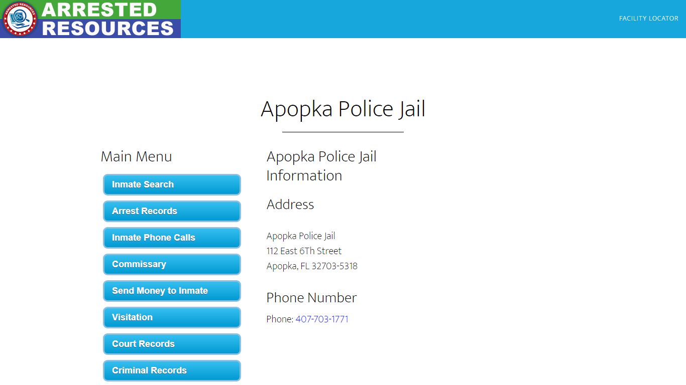 Apopka Police Jail - Inmate Search - Apopka, FL - Arrested Resources